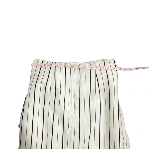 Striped Ruffled Midi Waterfall Skirt. White with black stripes. XS - Picture 9 of 9